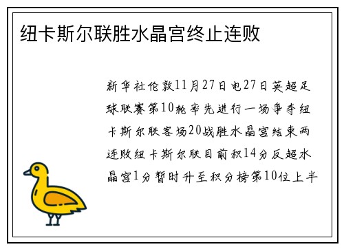 纽卡斯尔联胜水晶宫终止连败
