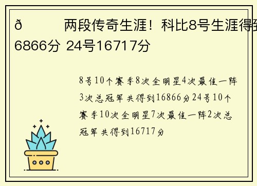 🐍两段传奇生涯！科比8号生涯得到16866分 24号16717分